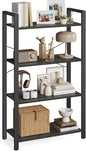 VASAGLE 4-Tier Bookshelf, Bookcase with Steel Frame, Book Shelf for Living Room, Home Office, Study, 11.8 x 26 x 47 Inches, Industrial Style, Charcoal Grey and Ink Black ULLS060B04