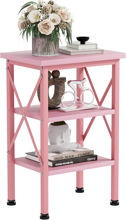 VECELO Modern Nightstands X-Design Side End Table Night Stand with Storage Shelf for Bedroom,Living Room