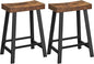 VASAGLE Bar Stools, Set of 2 Bar Chairs, Kitchen Breakfast Bar Stools with Footrest, 23.6 Inches High, Industrial in Living Room, Party Room, Rustic Brown and Black ULBC074B01