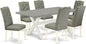 East West Furniture X097EL207-7 7 Piece Dining Room Table Set Consist of a Rectangle Kitchen Table with X-Legs and 6 Gray Linen Fabric Parson Dining Chairs, 40x72 Inch, Multi-Color