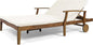Great Deal Furniture Samantha Double Chaise Lounge for Yard and Patio, Acacia Wood Frame, Teak Finish with Cream Cushions, (307569)