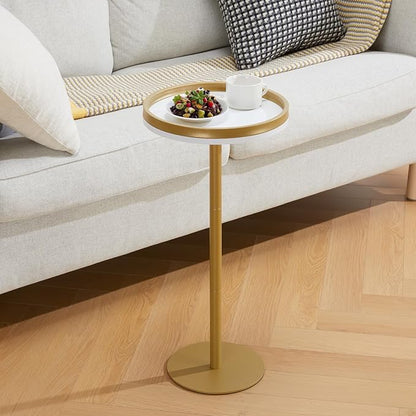 Round Drink Table,Small Pedestal Table,Small Round Side Table for Narrow Spaces,Martini Table for Living Room, Bedroom, Bathroom,Balcony