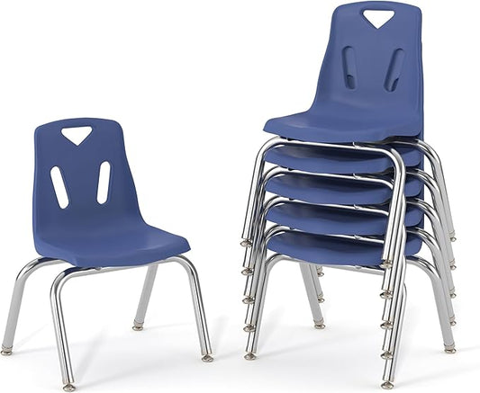 Berries Jonti-Craft 8146JC6003 Stacking Chairs with Chrome-Plated Legs, 16" Height, Blue, Pack of 6