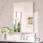Keonjinn Brushed Nickel Mirror 24 x 32 Inch Silver Bathroom Mirror for Over Sink, Rounded Rectangle Farmhouse Vanity Mirror, HD Tempered Glass Wall Mirror, Aluminum Alloy Frame (Horizontal/Vertical)
