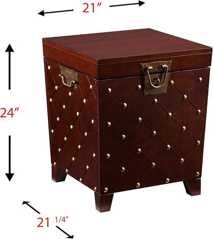SEI Furniture Nailhead Storage Trunk End Table, Espresso