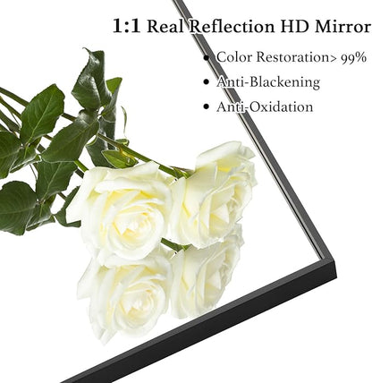 20x30 Inch Black Bathroom Mirror, Copper-Free Mirror, Aluminum Alloy Frame Vanity Mirror, Rectangle Wall Mounted Mirror, Modern Mirror for Bedroom/Living Room/Porch Horizontal or Vertical