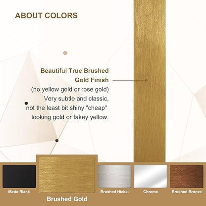ANDY STAR Square Wall Mirror for Bathroom, 24”x24” Brushed Gold Bathroom Mirror, Rounded Corner Metal Mirror in Premium Stainless Steel Frame Hangs Horizontal Or Vertical（No Rose Gold）