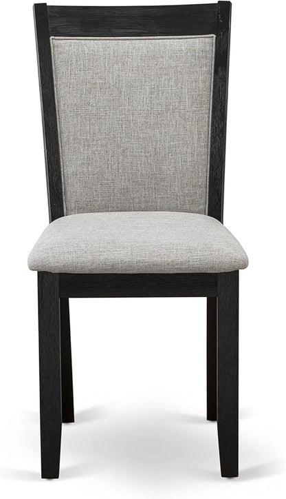 East West Furniture X627MZ606-9 9 Piece Modern Dining Table Set Includes a Rectangle Dining Room Table with X-Legs and 8 Shitake Linen Fabric Upholstered Chairs, 40x72 Inch, Multi-Color