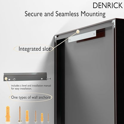 DENRICK 16x20 inch Black Frame Mirror, Wall Bathroom Vanity Mirror, Modern Rectangular Round Corner Matte Frame (Horizontal/Vertical)