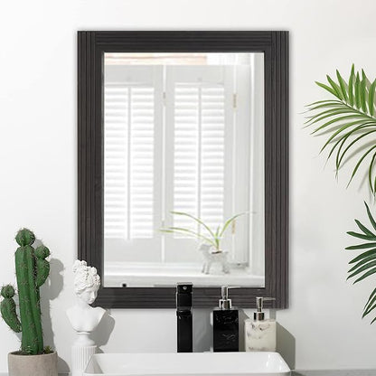 YOSHOOT Hand-Made Wooden Spliced Wall Mirror for Bathroom, Rustic Farmhouse Vanity Mirror, Décor Wall Art, Solid Wood Frame, Vertical or Horizontal Hanging