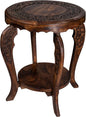 The Wooden Town Farmhouse Round Accent End Table,Rustic Side Table Nightstands for Living Room Bedroom,Coffee Tables,Wood Tray Top,Handcrafted Finish, 18"x22" - Burnt