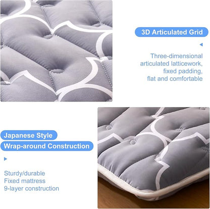 Japanese Futon, High-Density Premium Foam, Thicken Tatami Mat Portable Dormitory Sleeping Pad, Small Single Size 75" X 25"