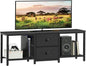 TV Stand for TVs up to 55", Entertainment Center with 2 Fabric Drawer, Media Console with Shelves, Television Stands for Living Room, Bedroom, Black DS02BB