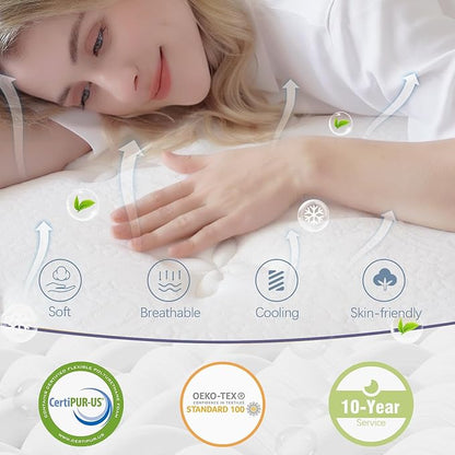Twin Mattress, 12 Inch Hybrid Twin Size Mattress in a Box, Gel Memory Foam and Pocket Coils Innerpring Mattresses with Ergonomic Design, Pressure Relief and Support, CertiPUR-US, 39"*75"*12"