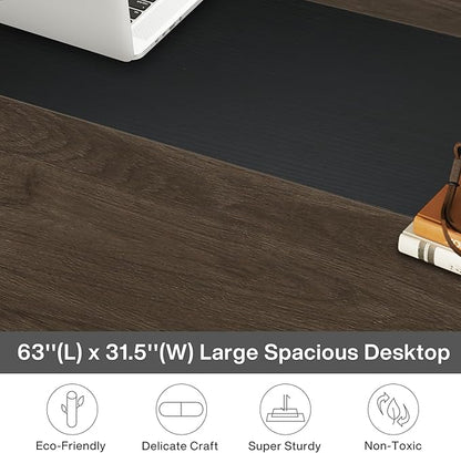 Tribesigns Modern Computer Desk, 63 x 31.5 inch Large Office Desk Computer Table Study Writing Desk Workstation for Home Office, Grey/Black