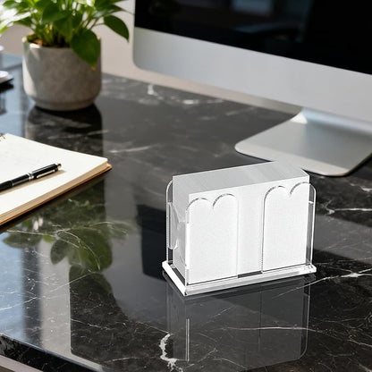 LUGUNU Acrylic Cocktail Napkin Holder-Clear Scalloped Napkin Dispenser for Bar,Bathroom, Kitchen, Dining Room–Stylish Freestanding Guest Towel Napkin Holder for Weddings, Hotels, and Home Decor