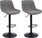 Bar Stools, Swivel Counter Height Barstools with Back, Adjustable Modern Bar Chairs, Tall Armless PU Leather Kitchen Island Stool (Grey, Set of 2)