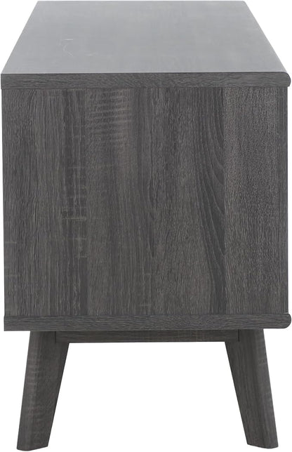 SAFAVIEH ESMA TV Stand for up to 65" Flatscreen – Distressed Black, Sliding Doors with Interior Storage, Entertainment Media Console (MED9640E)