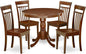 East West Furniture AANCA5-MAH-W 5 Piece Dining Room Table Set Includes a Round Kitchen Table with Pedestal and 4 Dining Chairs, 36x36 Inch, Mahogany