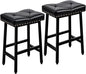 VECELO 25 inch Counter Height Stools for Kitchen Island, 3.3'' Thick PU Upholstered Saddle Seats, Backless Bar Chairs with Metal Base, Black