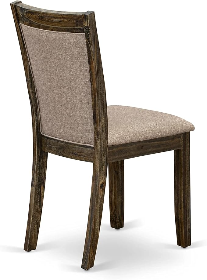 East West Furniture X727MZ716-6 6 Piece Dinette Set Contains a Rectangle Dining Table with X-Legs and 4 Dark Khaki Linen Fabric Parson Chairs with a Bench, 40x72 Inch, Multi-Color