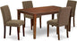 East West Furniture CAAB5-MAH-18 5 Piece Modern Dining Table Set Includes a Rectangle Wooden Table and 4 Coffee Linen Fabric Upholstered Parson Chairs, 36x60 Inch, Mahogany