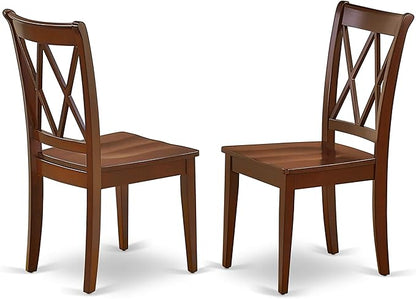 East West Furniture HBCL3-MAH-W 3 Piece Dinette Set for Small Spaces Contains a Round Dining Table with Pedestal and 2 Dining Chairs, 42x42 Inch, Mahogany