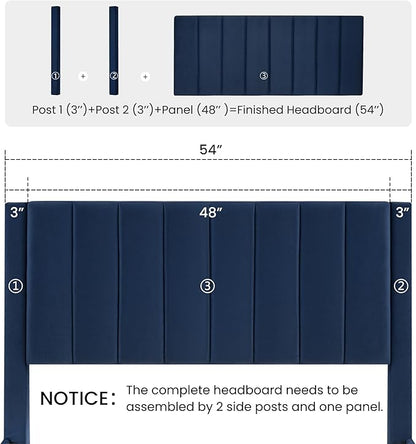 SHA CERLIN Queen Bed Frame/Velvet Upholstered Platform Bed Frame with Headboard/Strong Wood Slats Support/Mattress Foundation/No Box Spring Needed - Dark Blue