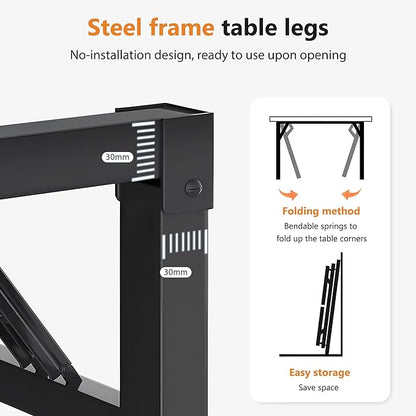 SDHYL 31.5inches Collapsible Desk for Home Office Workstation, Study and Writing, Teak Board and Black Leg