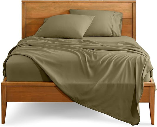 Bare Home Ultra-Soft Twin XL Sheet Set - Luxury 1800 - Hydro-Brushed - Deep Pockets - Easy Fit - 3 Piece Set - Bed-ding Sheets & Pillowcases (Twin XL, Olive)