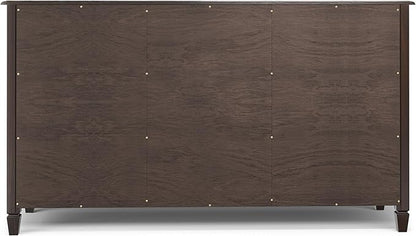 SIMPLIHOME Connaught SOLID WOOD 60 inch Wide Traditional Wide Storage Cabinet Buffet in Chestnut Brown for the Living Room, Entryway and Family Room