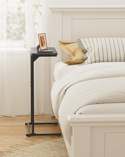 TUTOTAK C Shaped End Table, Small Side Table, 28.7 inch Tall Couch Table, Sofa Table, Living Room, Bed Room, Charcoal Grey TB01BY071