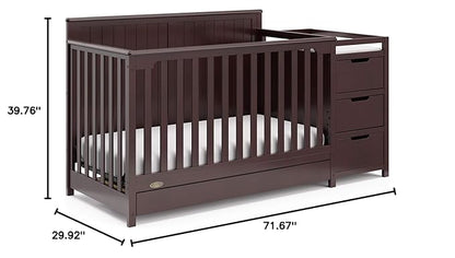 Graco Hadley All-in-One Convertible Crib & Changer (Espresso) – GREENGUARD Gold Certified, Fits Standard Crib Mattress, Converts to Toddler Bed and Full Bed, 4 Adjustable Mattress Heights