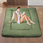 Japanese Floor Mattress,Roll Up Memory Foam Tatami Mat Easy to Store and Portable,Futon Mattress Suitable for Camping and Guest Room (Green, Queen (80" X 60"))