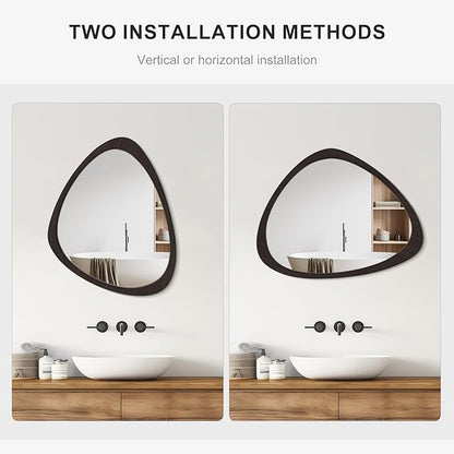 WallBeyond Asymmetrical Mirror, Irregular Wall Mirror, Wall Mirrors Decorative for Bedroom Living Room Entryway Hall, Wood Mirror for mid Century Modern Decor 25" H x 20" W, Black