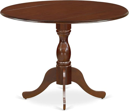 East West Furniture DMIP5-MAH-W 5 Piece Dining Table Set for 4 Includes a Round Kitchen Table with Dropleaf and 4 Kitchen Dining Chairs, 42x42 Inch, Mahogany