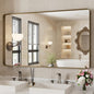 WEER 50x30 Inch Bronze Bathroom for Wall, Farmhouse Oil Rubbed Bronze Mirror, Rectangle Bronze Vanity Mirror with Aluminum Alloy Brushed Metal Frame, Tempered Glass, Anti-Rust (Horizontal/Vertical)