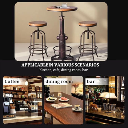 Industrial Bar Table Swivel Round Wooden Top Height Adjustable 38.6-44.4inch Vintage Kitchen Dining Chair Coffee Table Hydrant Design Bistro Table