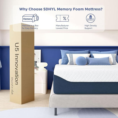 SDHYL King Mattress 14 Inch, Luxury Cooling Gel Memory Foam, Zero Motion Transfer for Partners, Bed in a Box CertiPUR-US Certified & Fiberglass Free, Washable Cover, 80"*76"