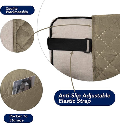 PureFit Reversible Sofa Cover Water Resistant Loveseat Couch Cover, Machine Washable Furniture Cover with Non-Slip Foam and Adjustable Strap for Dogs, Pets (Loveseat, Beige/Ivory)
