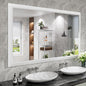 Amorho Bathroom Mirror, 60X36 Inch White Thick Metal Framed Wall Mirrors for Over 2 Sinks, Bedroom, Living Room, Entryway, Large Rectangle Wall-Mounted Mirrors.