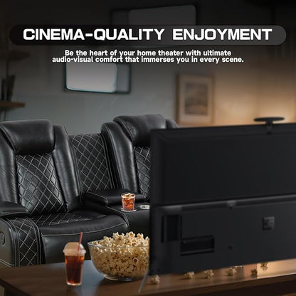 Nicbex PU Leather Power Wall Hugger Chair Double Reclining Sectional Sofa 2-Seater Loveseat Couch with Center Storage Console, USB Port, Cup Holders and Ambient LED Light for Living Room RV Theater