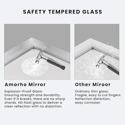 Amorho 36x36 Inch Bathroom Mirror Silver, Thick Metal Framed Wall Mirrors for Over Sink, Brushed Nickel Mirror Perfect for Bedroom, Living Room, Entryway, Rectangle (Horizontal/Vertical).