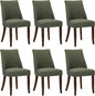 COLAMY Upholstered Dining Chairs Set of 6, Mid Century Modern Kitchen Chairs with Back, Farmhouse Fabric Side Dining Room Chairs with Wood Legs for Dining Room Restaurant, Green