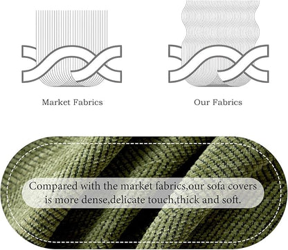 STACYPIK Soft Matcha Green Sectional Couch Covers Minimalist Sofa Throw Cover Herringbone Couch Protector for 2 Cushion Couch L Shape Sofa Cover Futon Cover Decorative for Couch-71X118IN