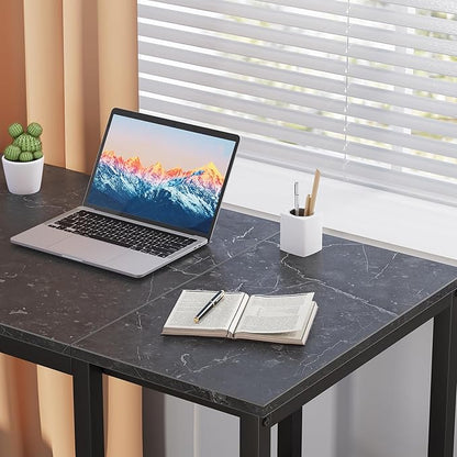 SINPAID Computer Desk 40 inches with 2-Tier Shelves Sturdy Home Office Desks with Large Storage Space Modern Gaming Desk Study Writing Laptop Table, Black Marbling