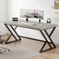 LVB Grey Desk, Industrial Wood Home Office Computer Desk for Bedroom, Farmhouse Metal Wooden Study Work PC Gaming Writing Table, Modern Simple Executive Writing Desk, 47 Inch, Light Gray