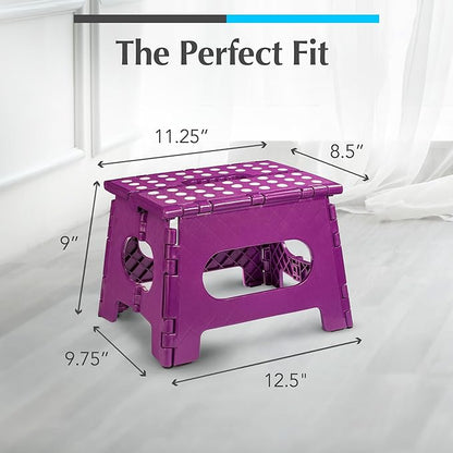 Handy Laundry Folding Lightweight Step Stool - Sturdy Enough to Support Adults and Safe Enough for Kids - Opens Easy with One FLI -. Great for Kitchen, Bathroom or Bedroom (Purple)