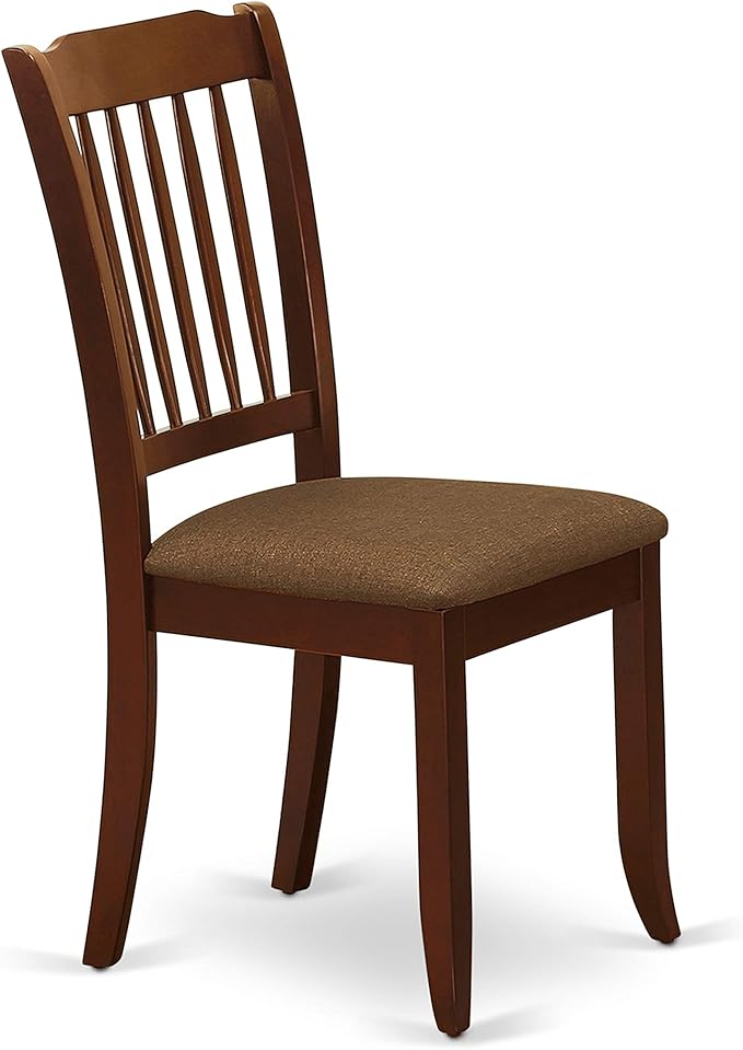 East West Furniture HBDA5-MAH-C 5 Piece Dinette Set for 4 Includes a Round Dining Room Table with Pedestal and 4 Linen Fabric Kitchen Dining Chairs, 42x42 Inch, Mahogany