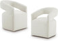 Upholstered Dining Chairs with Removable Casters Barrel Side Armchair with Rollers for Diningroom Bedroom Livingroom Reading Room, Ivory, 2PCS